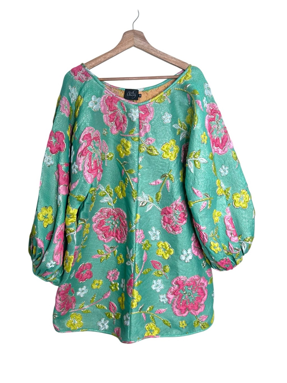 Arianne Elmy Green Good Luck Floral Jacquard Dress Oversized Women’s Size XS - Picture 2 of 9